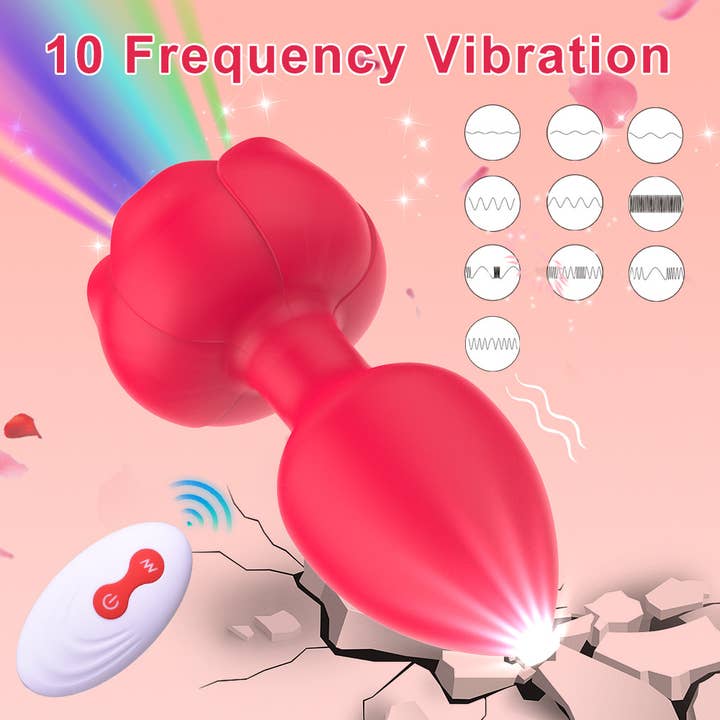 Tourtiwi - Wholesale Sex Toy - Anal Rose Luminous Butt Plug Vibrating Masturbator Sex Toys9