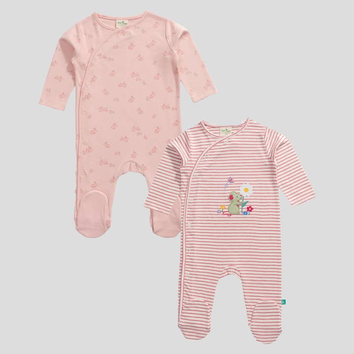 Hopping Rabbit Sleepsuit with Footies for Baby Girls - Pack of 2 for wholesale by Juscubs (KaiterFly)