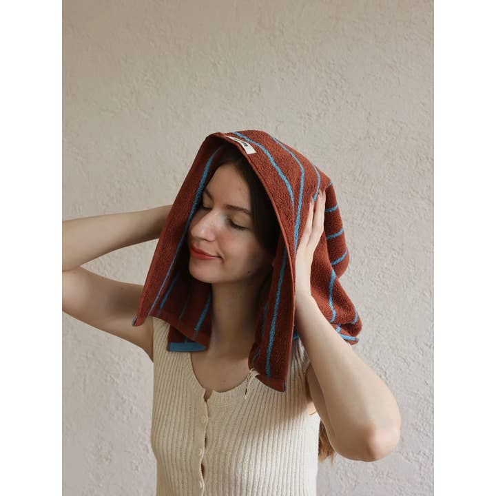 INSPECIAL HOME - Wholesale Bath Towel - 100% Cotton Retro Earthy-tone Pinstripe Soft Plush Towel 19