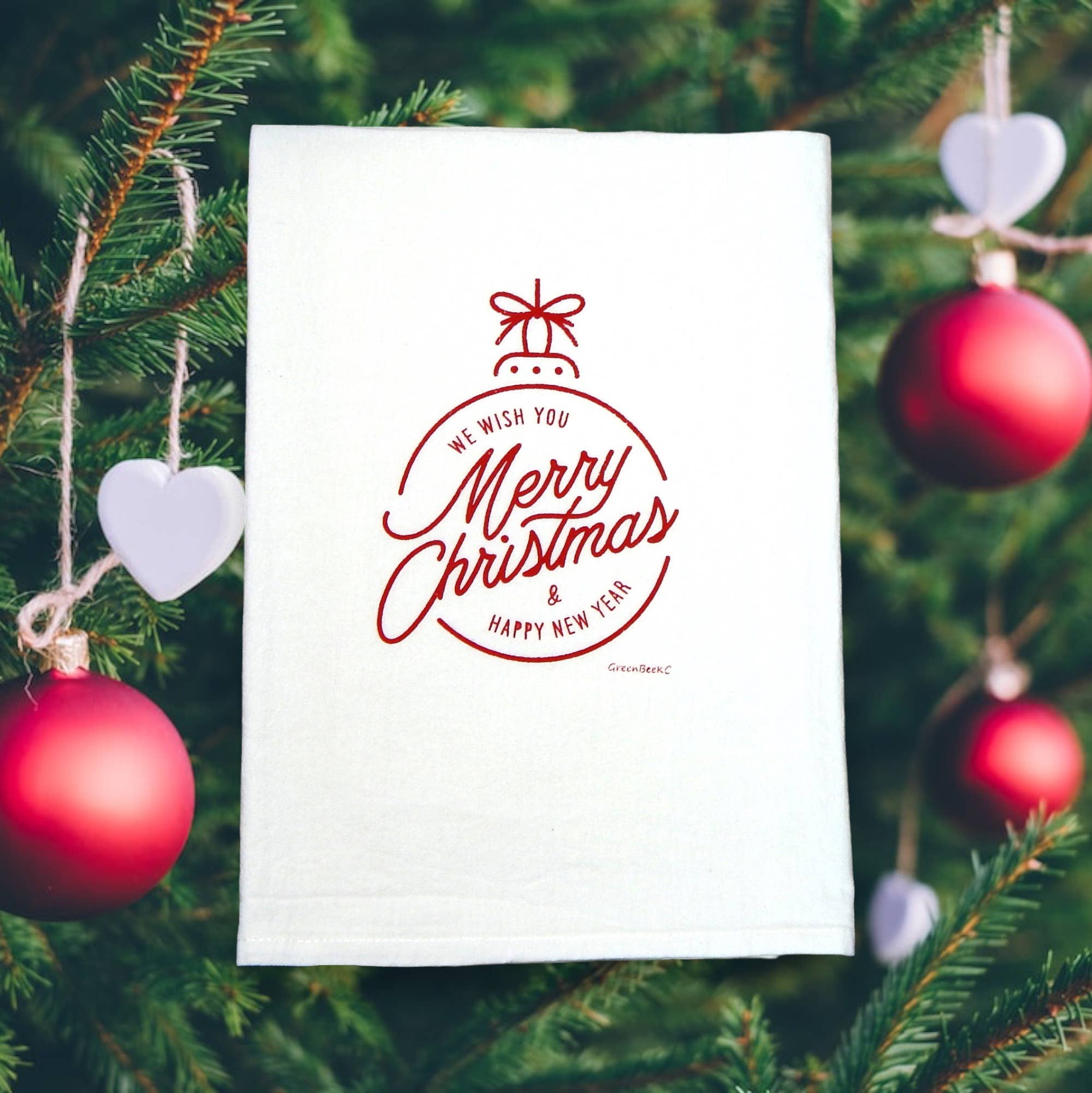Green Bee Tea Towels - Wholesale Tea Towel - Merry Christmas Wish Towel | Tea Towels | Festive Dish Towel4