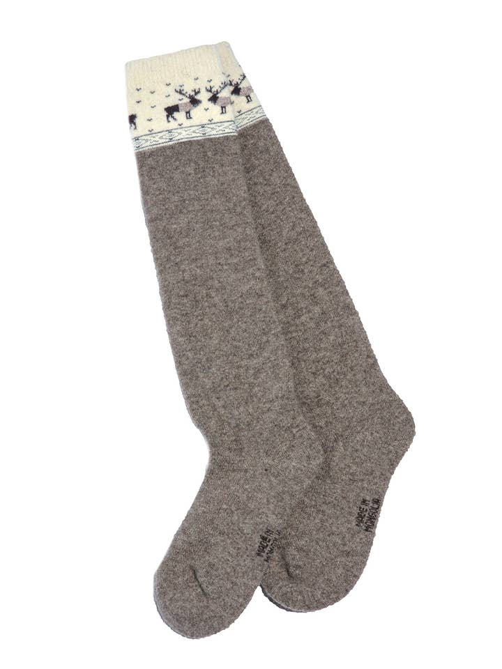 Chaussettes montantes en laine de mouton mongol - Adulte - Cerf pour la vente par Silk Road Bazaar