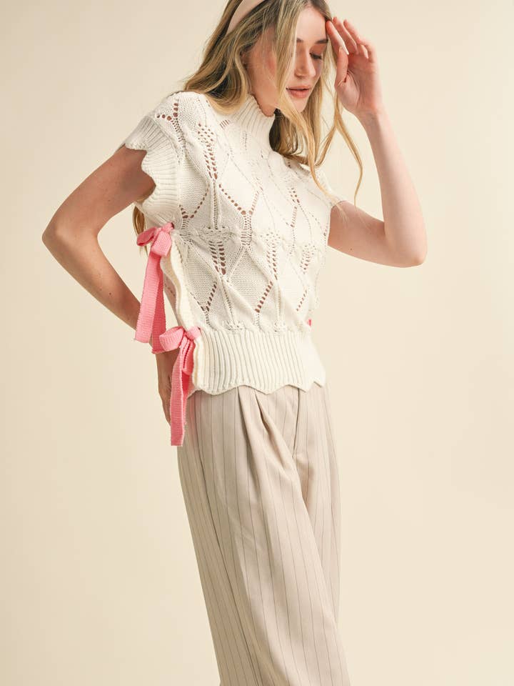 &MERCI - Wholesale Sweater Vest - Women's - MOCK NECK CROPPED SWEATER VEST MSW213333