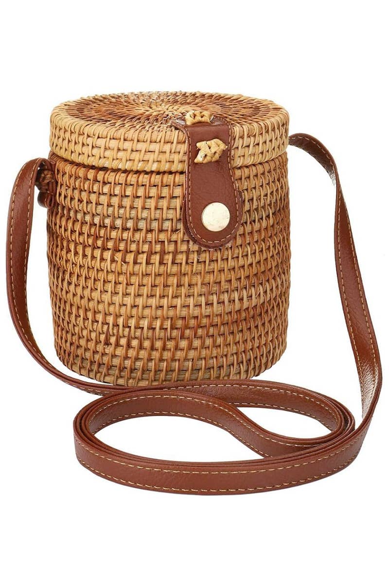 Cap Zone - Wholesale Crossbody Bag - Women's - Genuine Rattan Straw Basket Shell Crossbody Bag