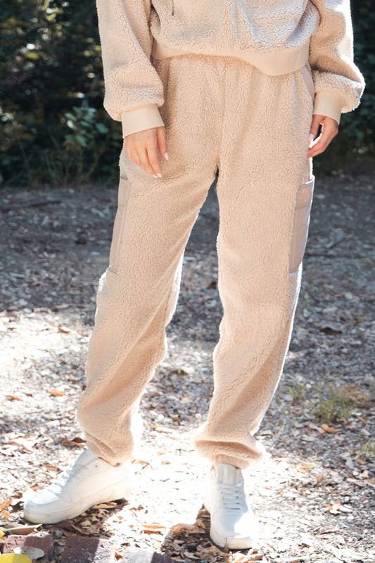 Sunday Morning - Wholesale Lounge Sweatpants/Joggers - Women's - P236337 RELAXED FIT MICRO SHERPA CARGO SWEATPANTS10