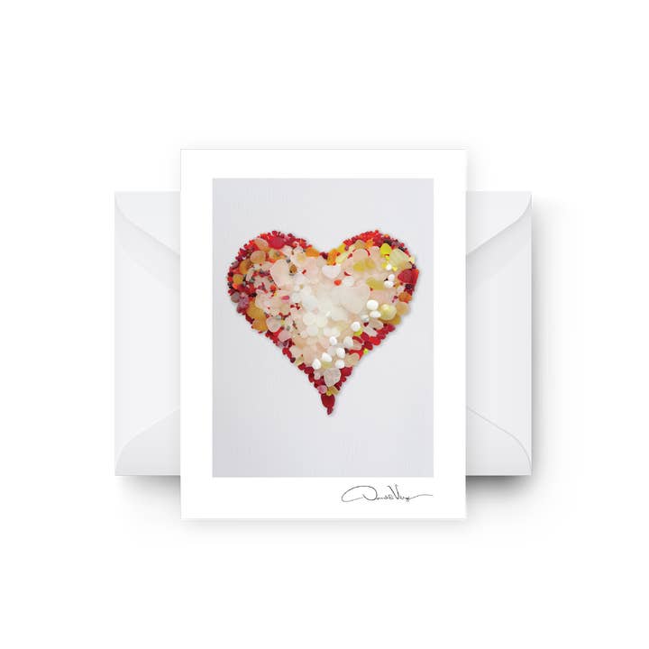 Donald Verger Photography - Vendita all'ingrosso Biglietti per San Valentino - Biglietto di San Valentino A2 con Cuore di Vetro di Mare Vuoto per Auguri