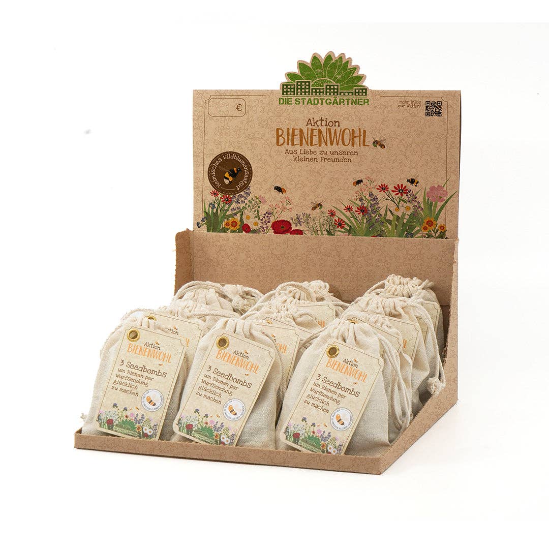 TDJ Stadtgärtner GmbH - Vendita all'ingrosso Semi di piante - Vassoio con 24 sacchetti di semi per il benessere delle api