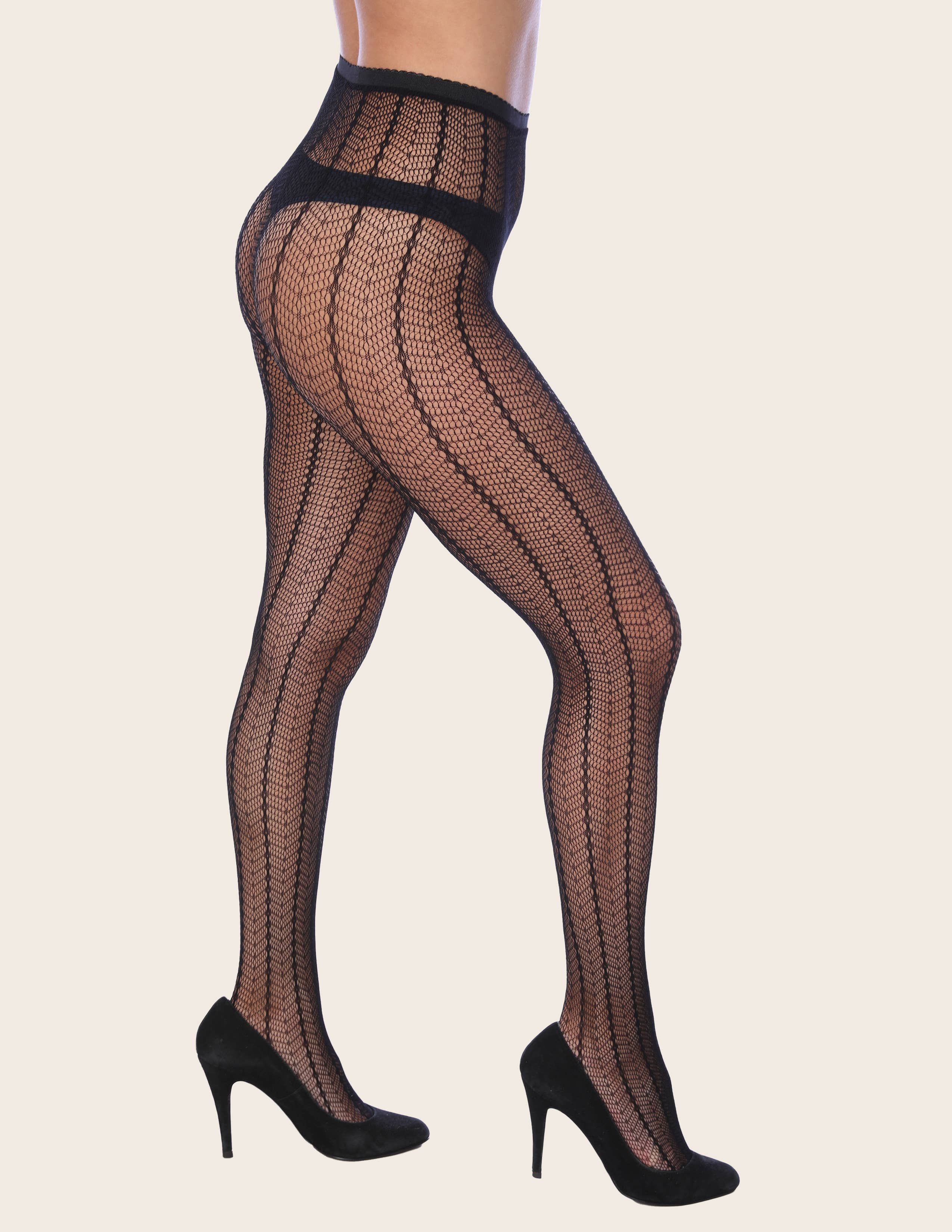 Isadora, Tipi toe, & James Fiallo - Wholesale Tights - Women's - Women Isadora Black Patterned Fishnet Sexy Fashion Tights6