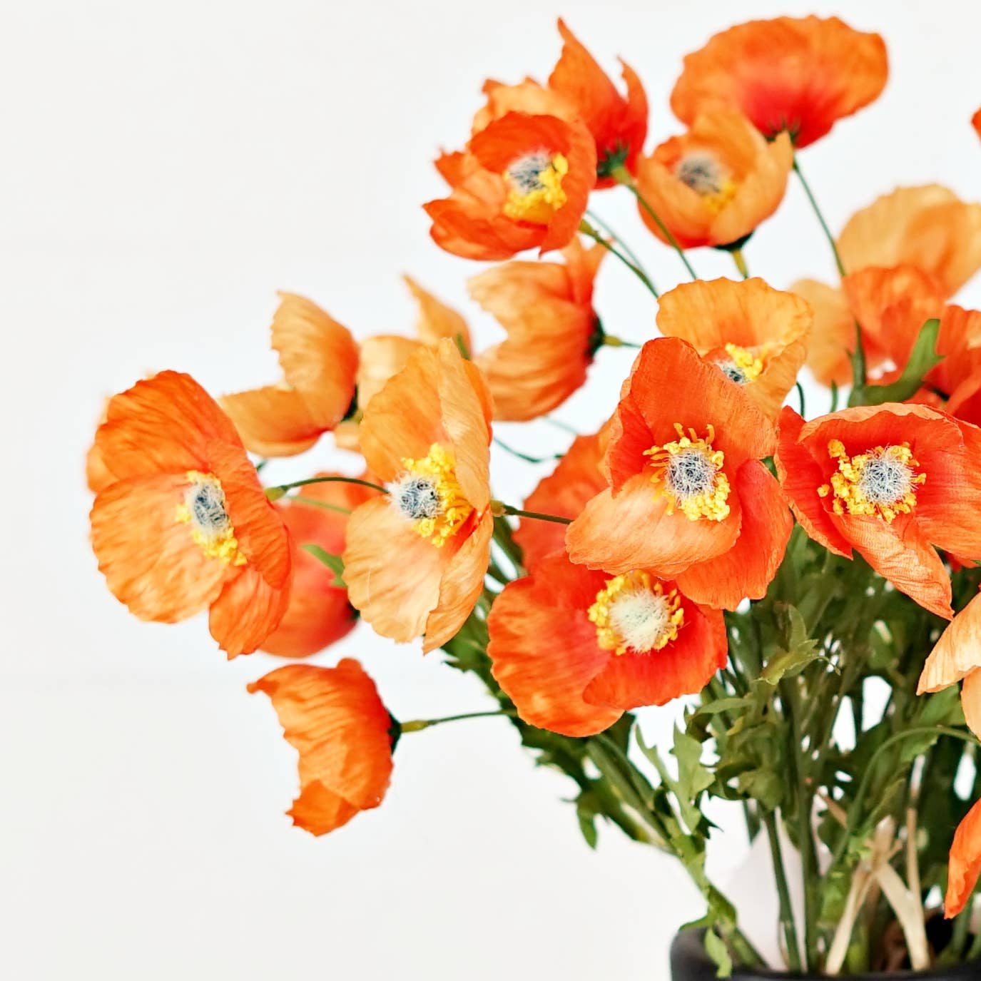Holiday Depot Inc. - Wholesale Artificial Flowers - 35350- 16inL Wrinkle Poppy Bush-Orange-9