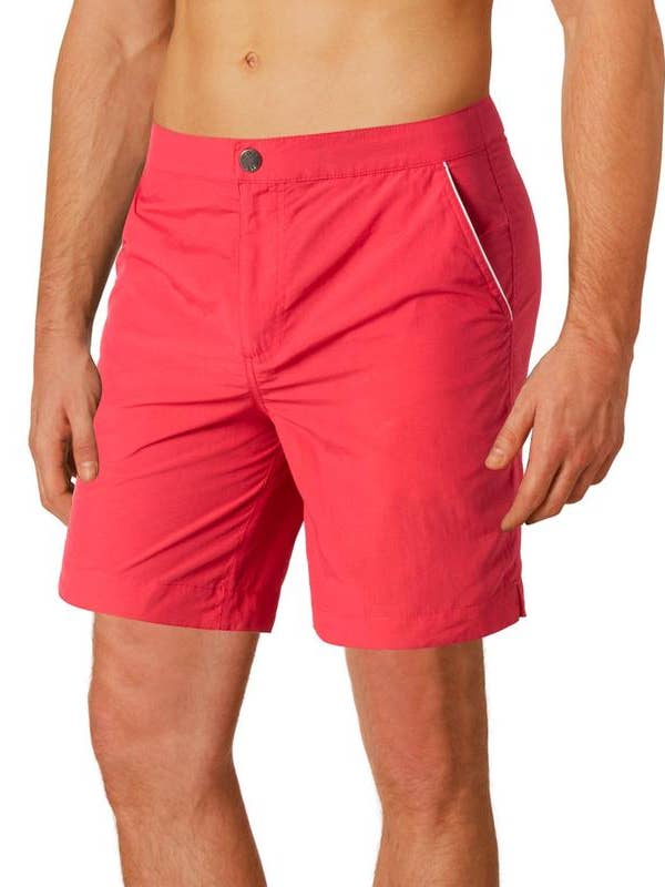 Rio 6.5" Coral Red with Boto Pouch Lining Swim Trunks for wholesale by boto