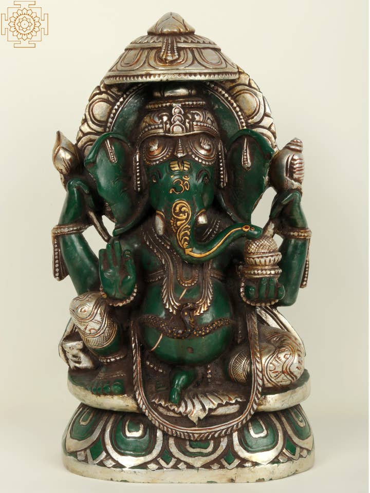 13" Marble Lord Ganesha | Handmade | Marble Ganesha Idol for wholesale by Exotic India Art
