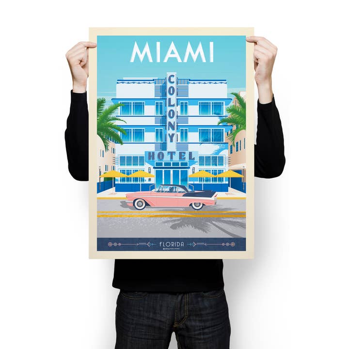 Olahoop Travel Posters - Wholesale Poster - Miami Florida - Colony Hotel - USA Travel Poster5
