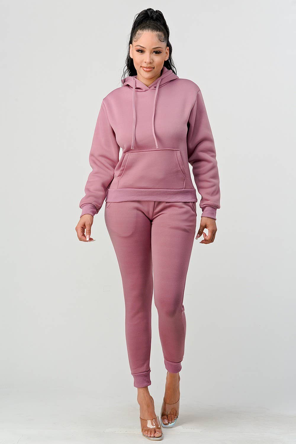 Boswell - Wholesale Lounge Set - Women's - Solid Hoodie Jogger Set With Front Pocket6