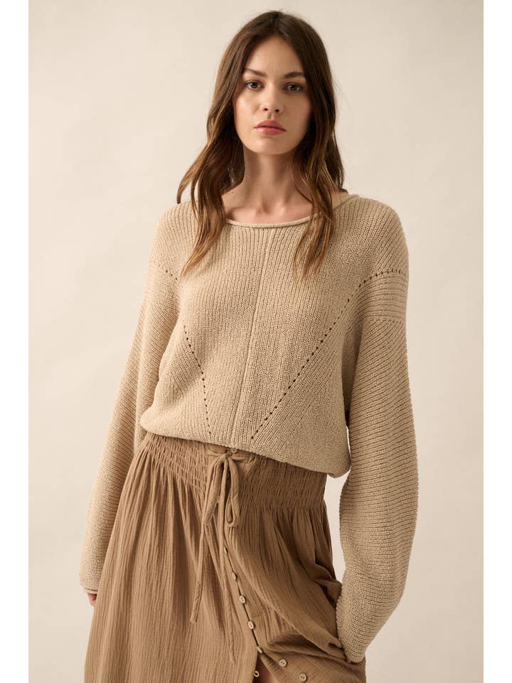 Promesa USA - Wholesale Knit Sweater - Women's - Solid Rib-Knit Dolman-Sleeve Sweater