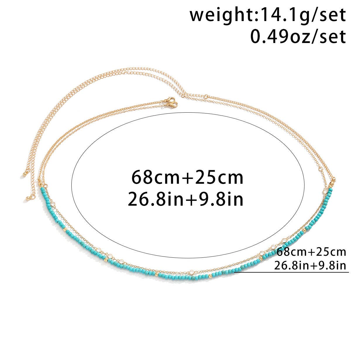 Dipped Shop - Wholesale Face/Body Chain - Simple Beaded Shell Waist Chain DPJYD1812