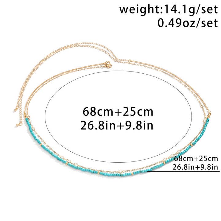 Dipped Shop - Wholesale Face/Body Chain - Simple Beaded Shell Waist Chain DPJYD1812