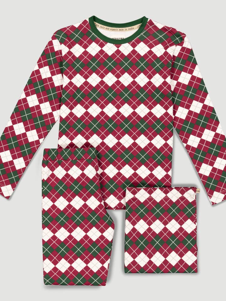 ORGANIC COTTON XMAS PAJAMA KIDS FAIR TRADE for wholesale by Veraluna Sustainable Clothing