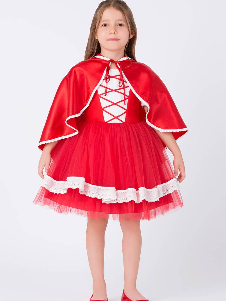 Red Hooded Cape Girls Costume 3-7 Age 35025pr for wholesale by Pamina Kids