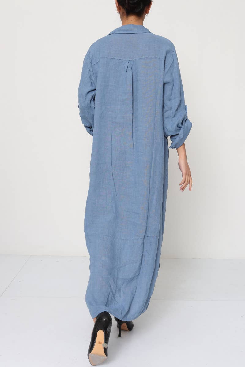 LÉA & LUC - Wholesale Dress - Women's - Long shirt dresses in 100% Linen REF. 148428