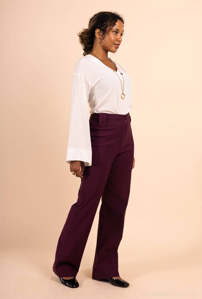 You Udress - Wholesale Pants - Women's - AUBERGINE high cut flared cut pants2