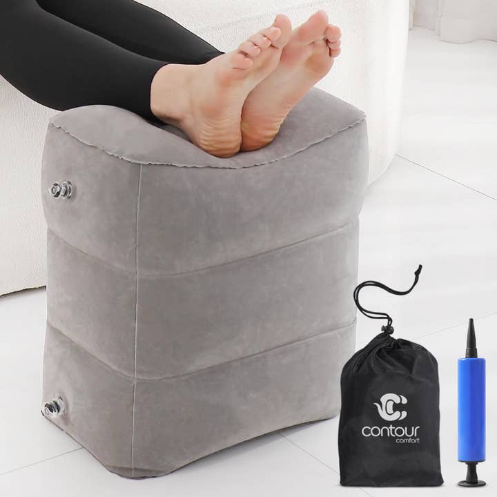 Inflatable Airplane Foot Rest with Hand Pump and Carry Bag, Travel Foot Rest | Airplane Chair Extender for Kids, Portable Airplane Bed for Toddler, 3 Adjustable Heights – Office, Car, Train,1Pack Grey for wholesale by AllSett Health