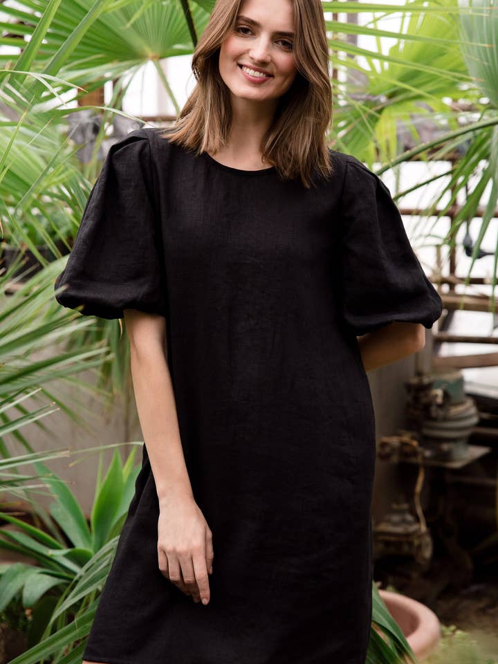 Black Linen Dress By Lemuse, Minimalist Dress, Womens for wholesale by LeMuse