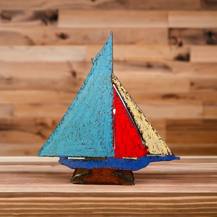 Whimsies - Wholesale Decorative Tabletop Object - Sailboat standing nautical desk decor coast beach lake gifts