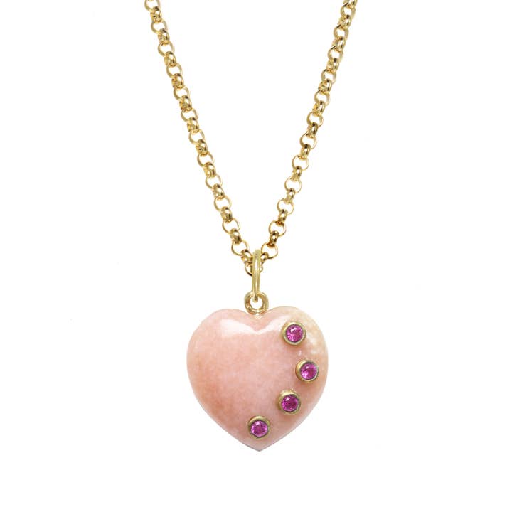 Pink Opal Heart Necklace for wholesale by Rachel Reinhardt