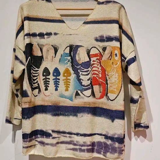 POSN Italian Cozy Cream Sneakers Sweater One Size LOOWIE for wholesale by LOOWIE