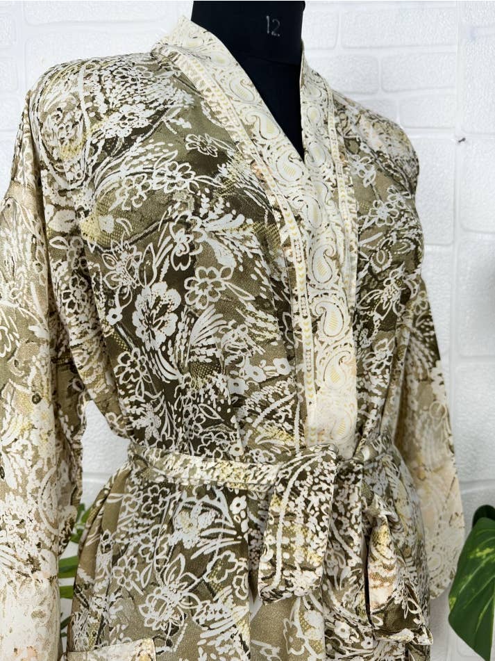 The Eastern Loom - Venta al por mayor Kimono - Mujer - Bata de playa Regal House tipo kimono bohemio con estampado sari de seda para mujer 3