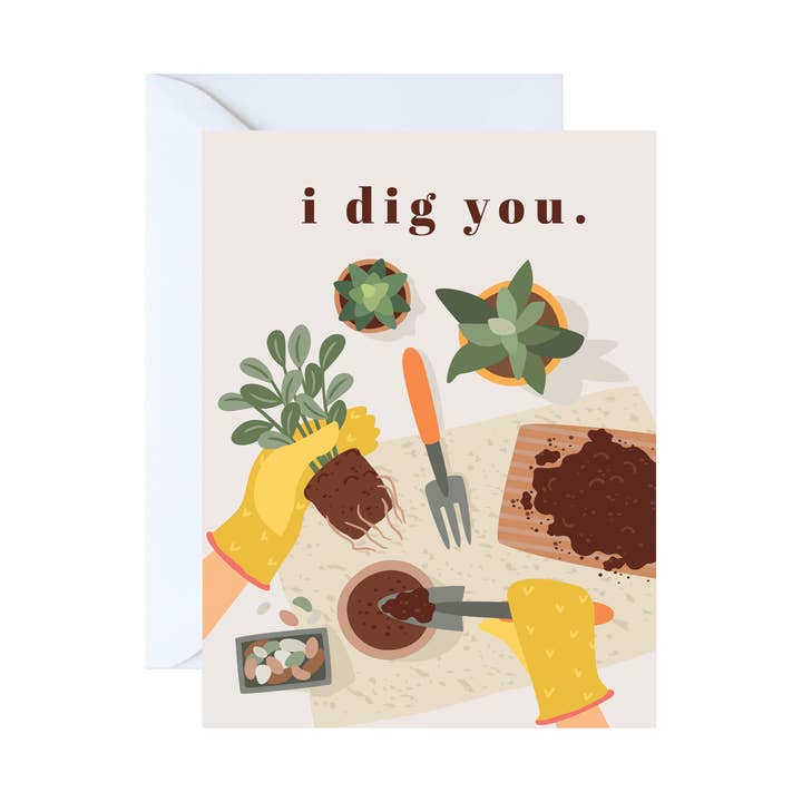 Jeg graver dig - A2 Foldet Lykønskningskort for engroshandel hos The Paxton Press