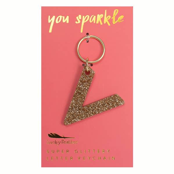 Glitter Keychain - Letter - V for wholesale by Lucky Feather