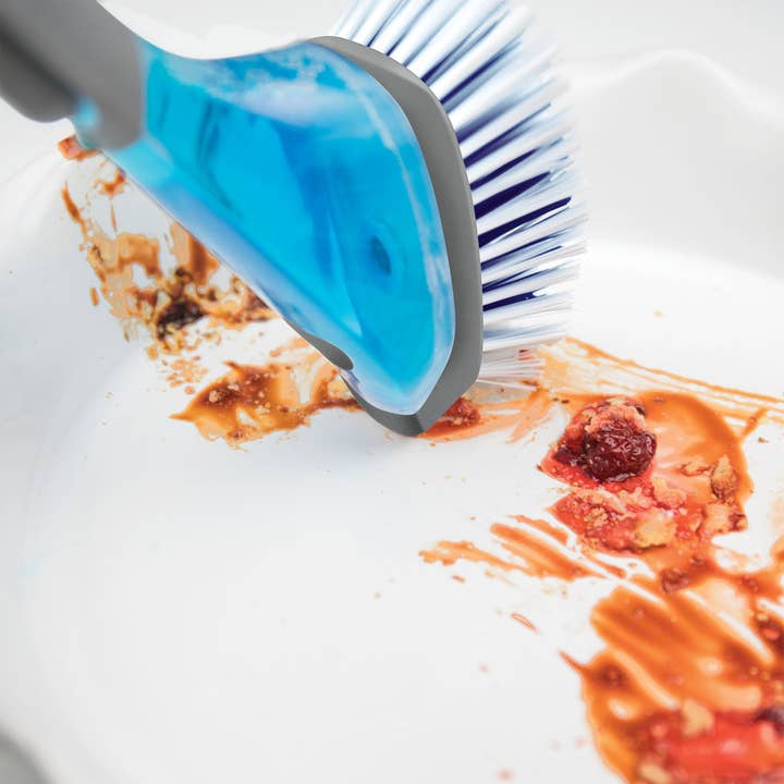 Ventures Int'l Products Inc. - Wholesale Cleaning Brush - TOVOLO® Magnetic Soap Dispensing Dish Brush - Charcoal/Clear