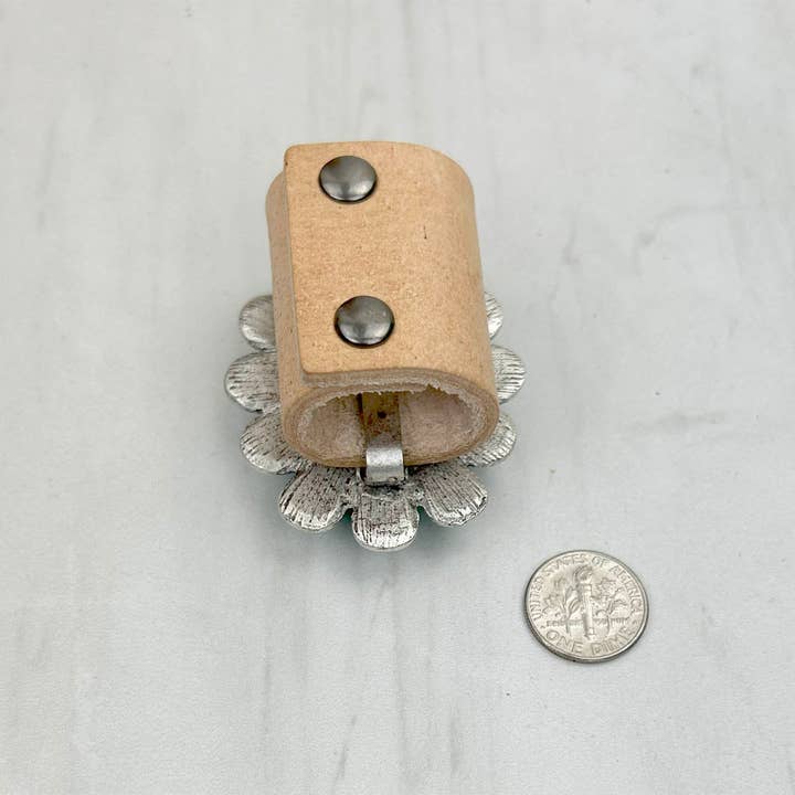 Western Elite Jewelry - Wholesale Pendant/charm necklace - WRS240615-25 Silver oval metal with blue turquoise stone wild rag slide2