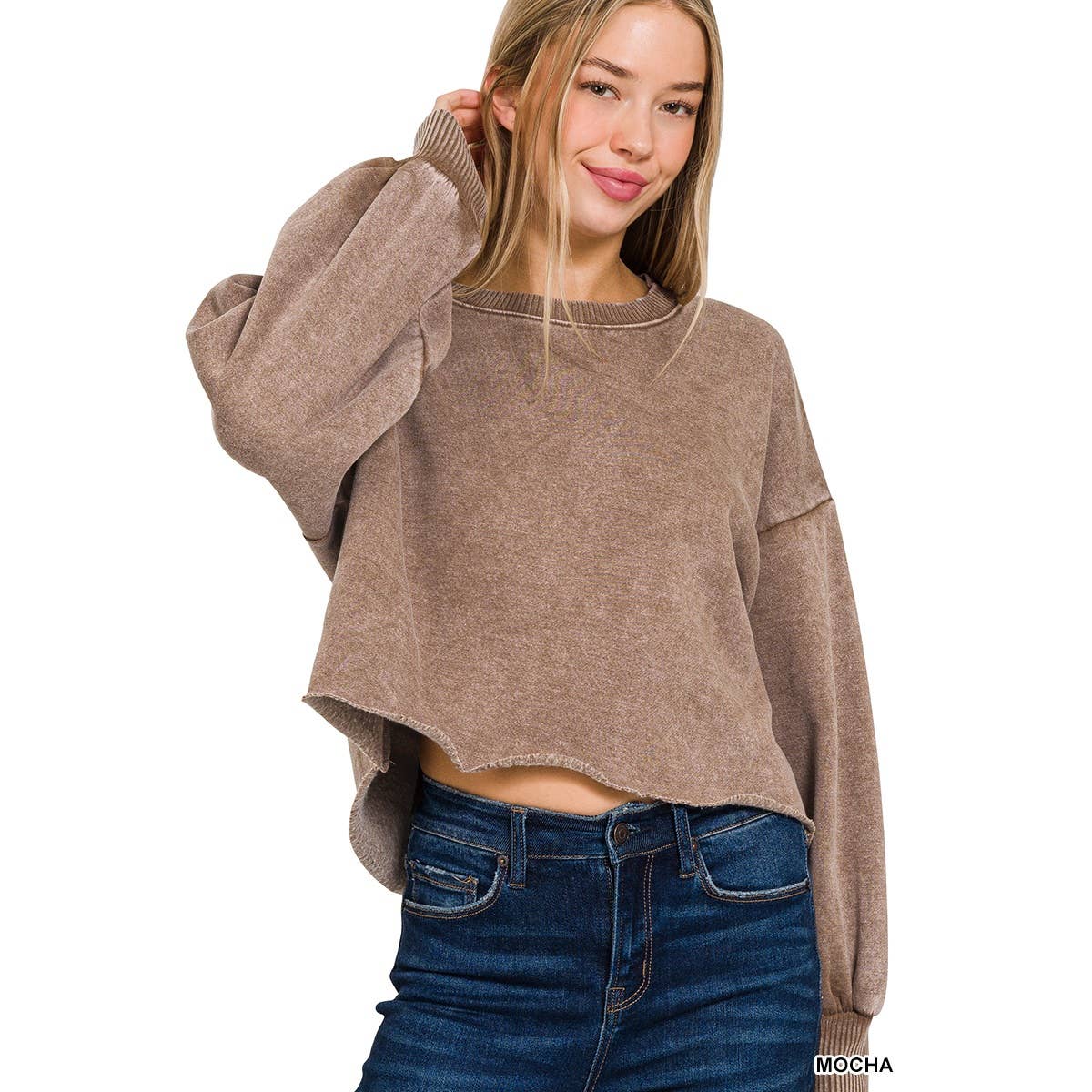 Apolline – Großhandel Sweatshirt – Damen – Apolline Acid-Wash Fleece Cropped Pullover7