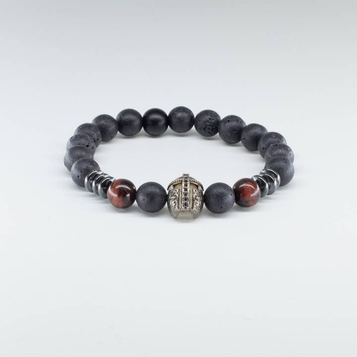 CRETE TRADING INC - Wholesale Beaded Bracelet - Black Lava Stone Crystal Bead Bracelet 10mm4