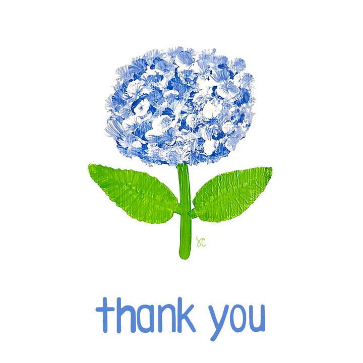 Citrus Daisy - Wholesale Thank You Card - Blue Hydrangea Thank You Card
