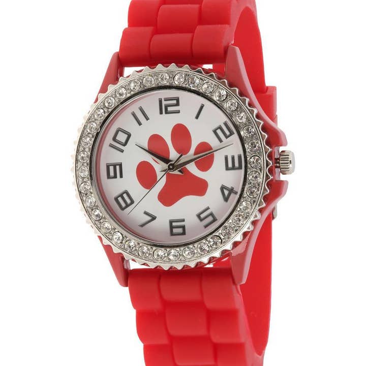 ShopTrendsNow - Vendita all'ingrosso Orologio da polso - Donna - Orologio in silicone con quadrante a forma di zampa con strass in zirconia cubica4