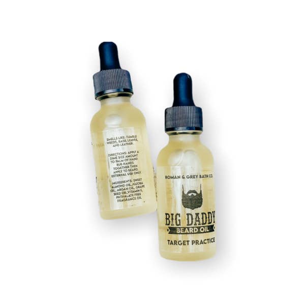 Target Practice | Óleo de barba Big Daddy | Folha de couro e manjericão por atacado de Crafted Mayhem
