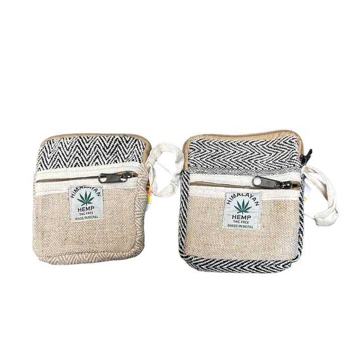 Rising International Inc – Großhandel Geldbörse – Damen – Münztasche aus Baumwollhanf mit doppeltem Reißverschluss, sortiert