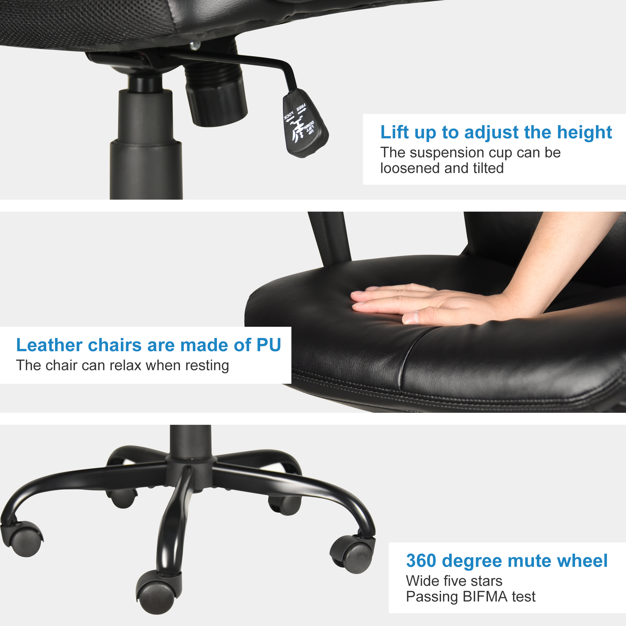 BlakOutlet - Wholesale Chair - Office Desk Chair with High-Quality PU Leather 11