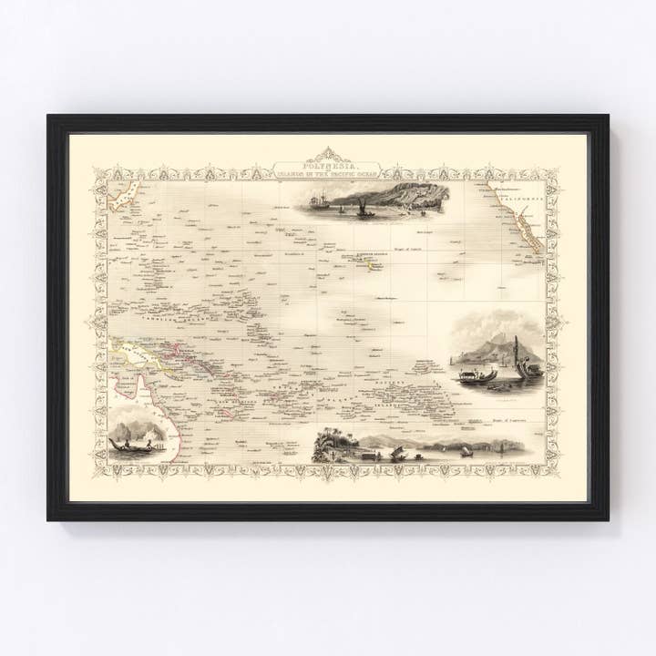 Vintage Map of Polynesia & Pacific Islands 1851 for wholesale by Ted's Vintage Art