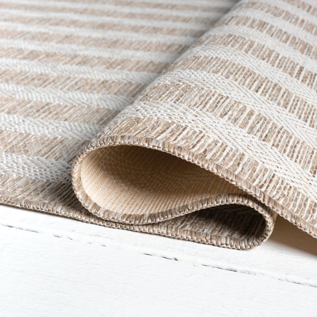 Abani Rugs – Großhandel Teppichvorleger – Ozean Gestreifter Beige Brauner Innen-/Außenbereich Teppich4