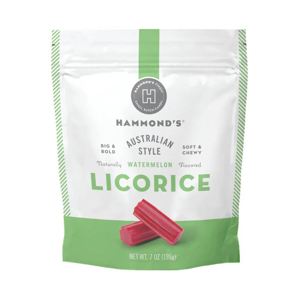 Hammond's Candies - Wholesale Licorice - Australian Style Licorice - Watermelon - 7 oz Resealable Bag0