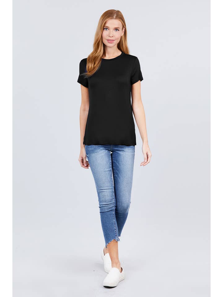 Active Basic | Active USA - Wholesale Knit Top - Women's - Short Sleeve Crew Neck Rayon Spandex Jersey Top7