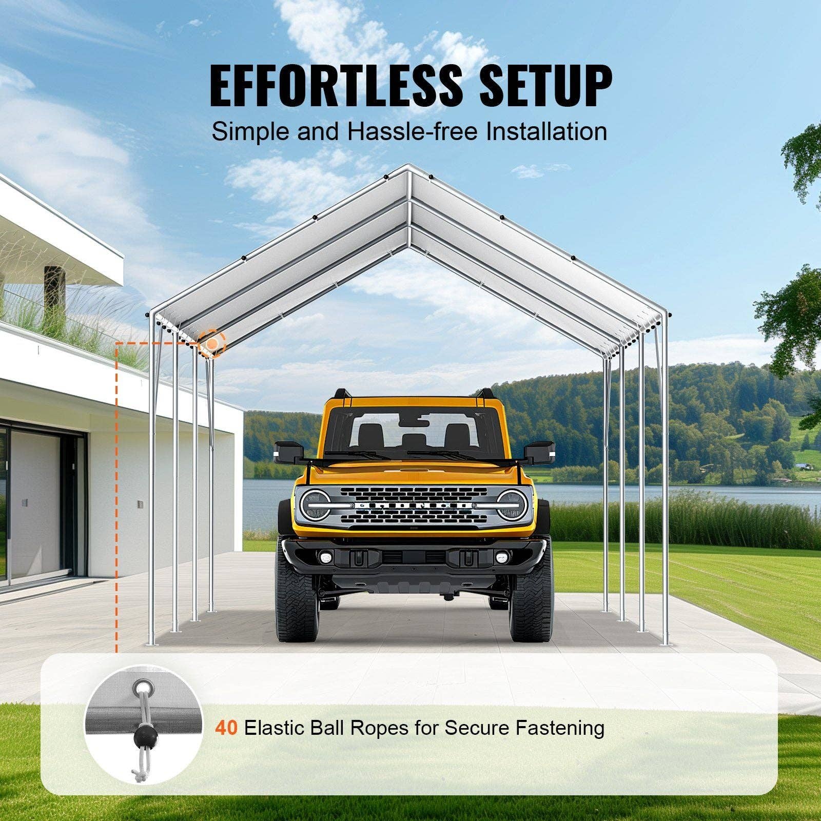 White 10 x 20 ft Carport Replacement Canopy Cover for wholesale on Faire4