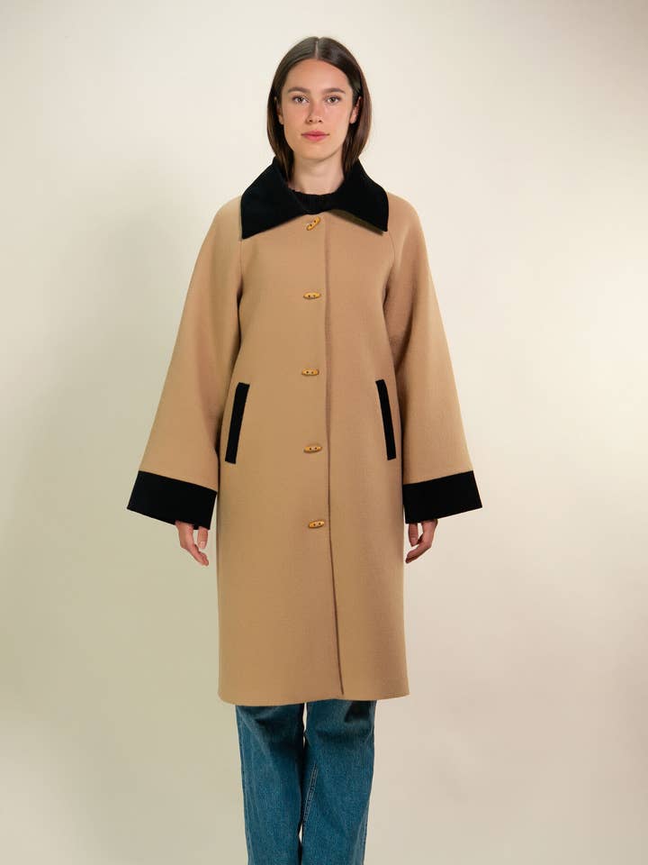 Camel Deneuve Coat for wholesale by Kristinit