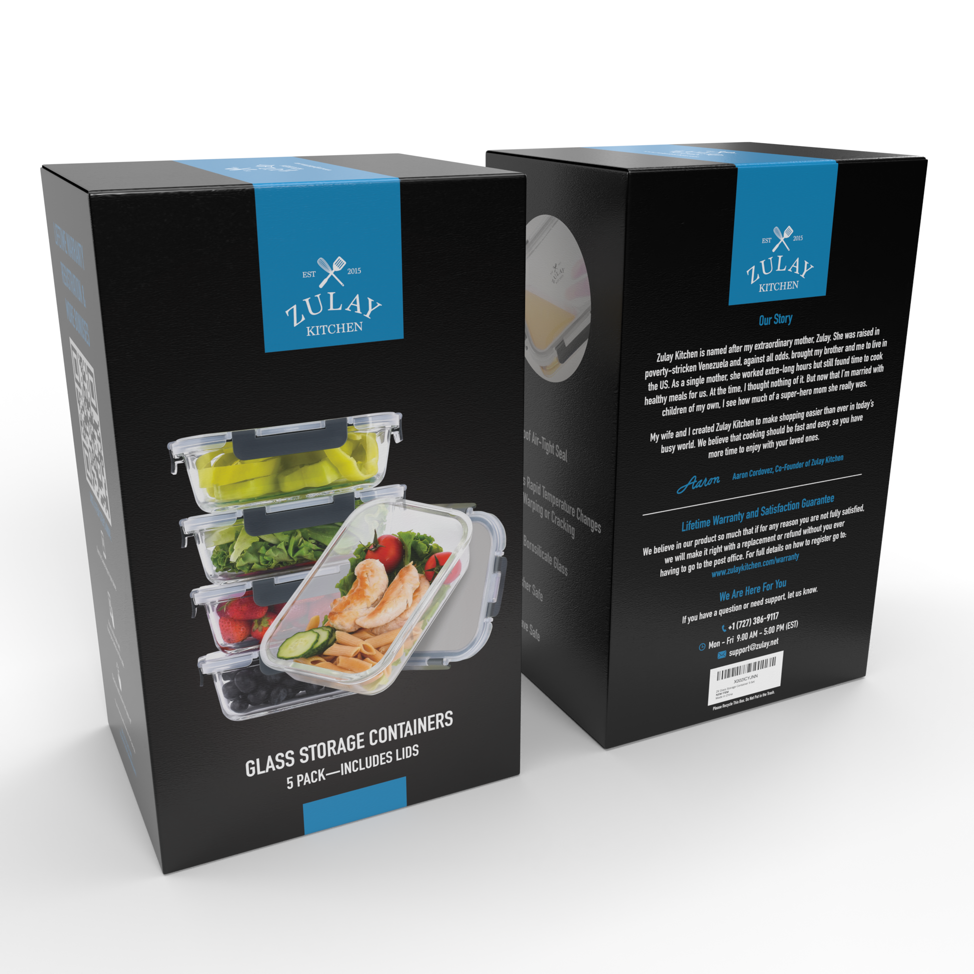 Zulay Kitchen - Wholesale Food Storage Container - Glass Food Containers with Lids (5-Pack)2