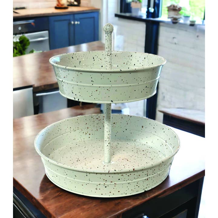 DNS Designs - Vendita all'ingrosso Vassoi decorativi - Vassoio a 2 livelli con puntini nero/oro