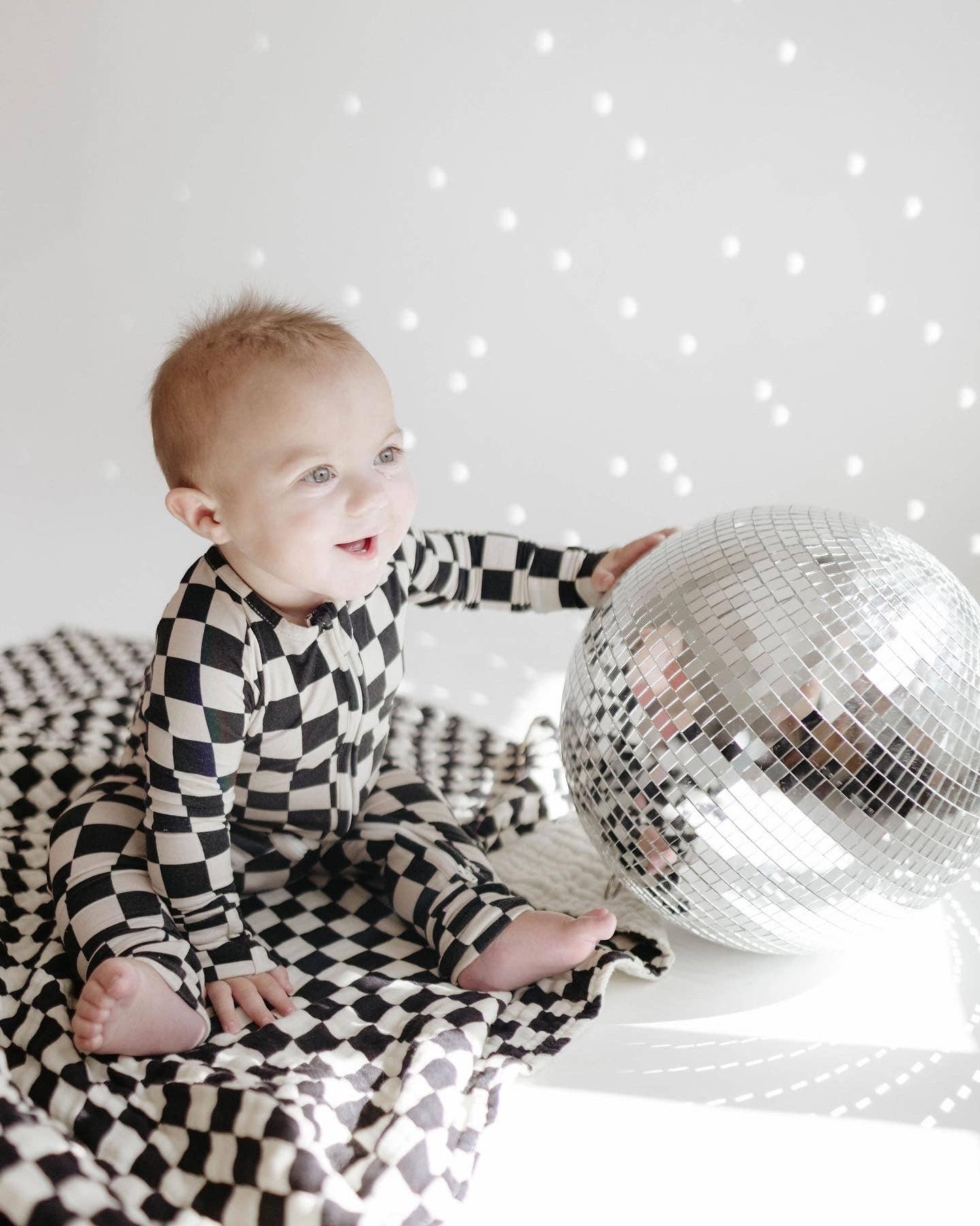 Forever French Baby - Wholesale Sleepsuit - Baby - Bamboo Zip Pajamas | Black Checkerboard6