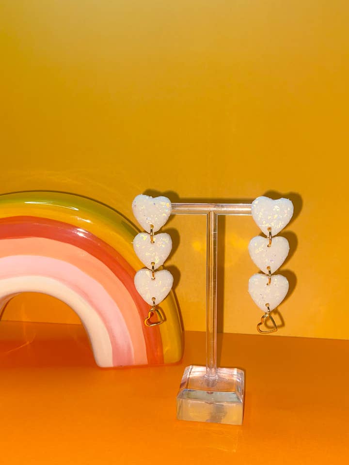 Polymer Clay Heart Earrings for wholesale by Bubble Ghoul